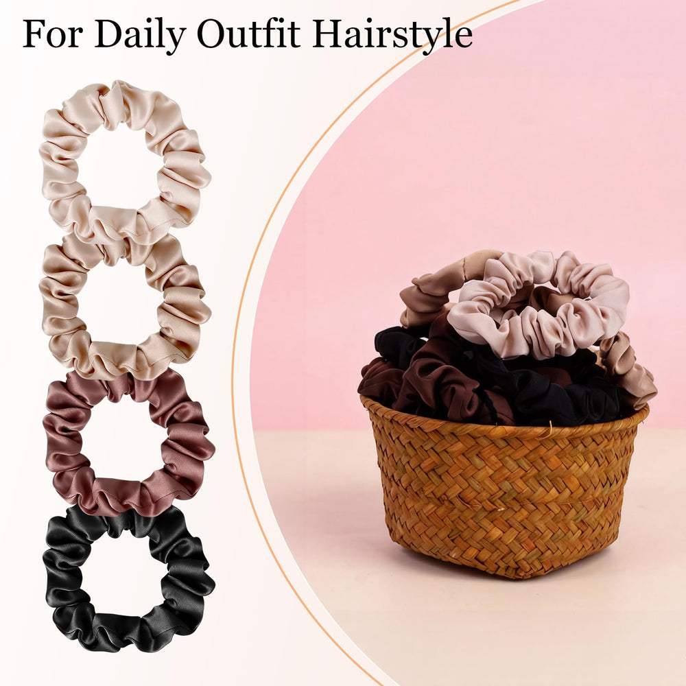 SEVEN STYLE Ultra-Petite satin scrunchies on dresser display
