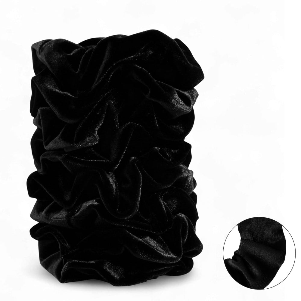 SEVEN STYLE velvet scrunchies 8pc black compact set for travel and everyday use