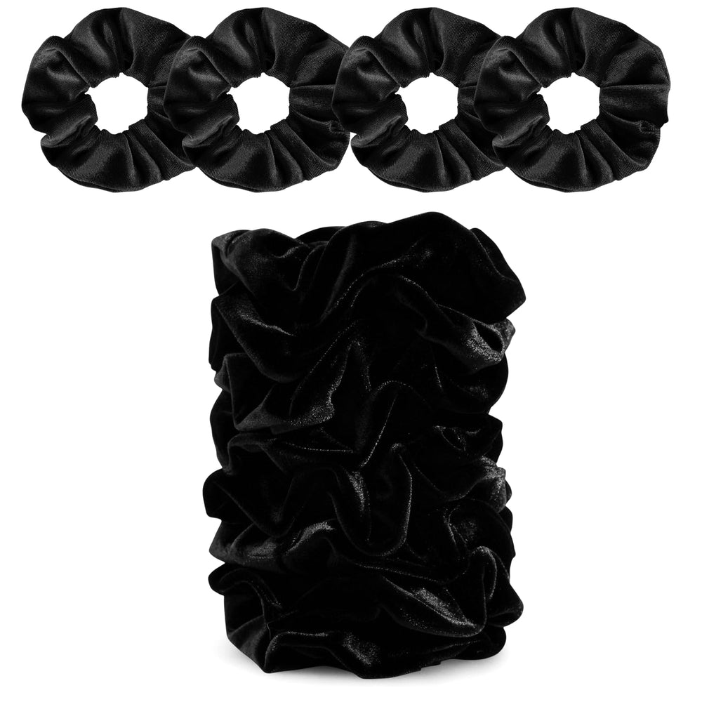SEVEN STYLE velvet scrunchies 8pc black gift-ready pack with minimalist design