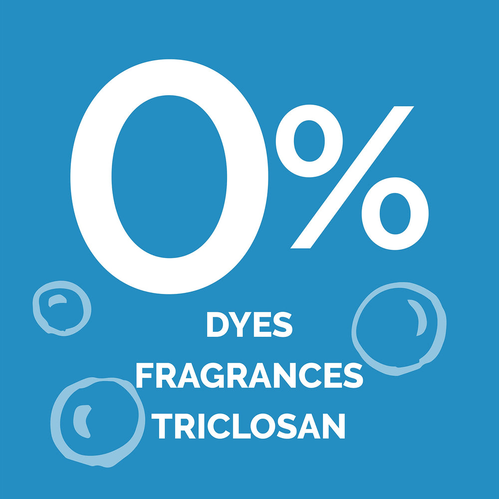 Pump bottle on kitchen counter demonstrating easy, mess-free hand washing