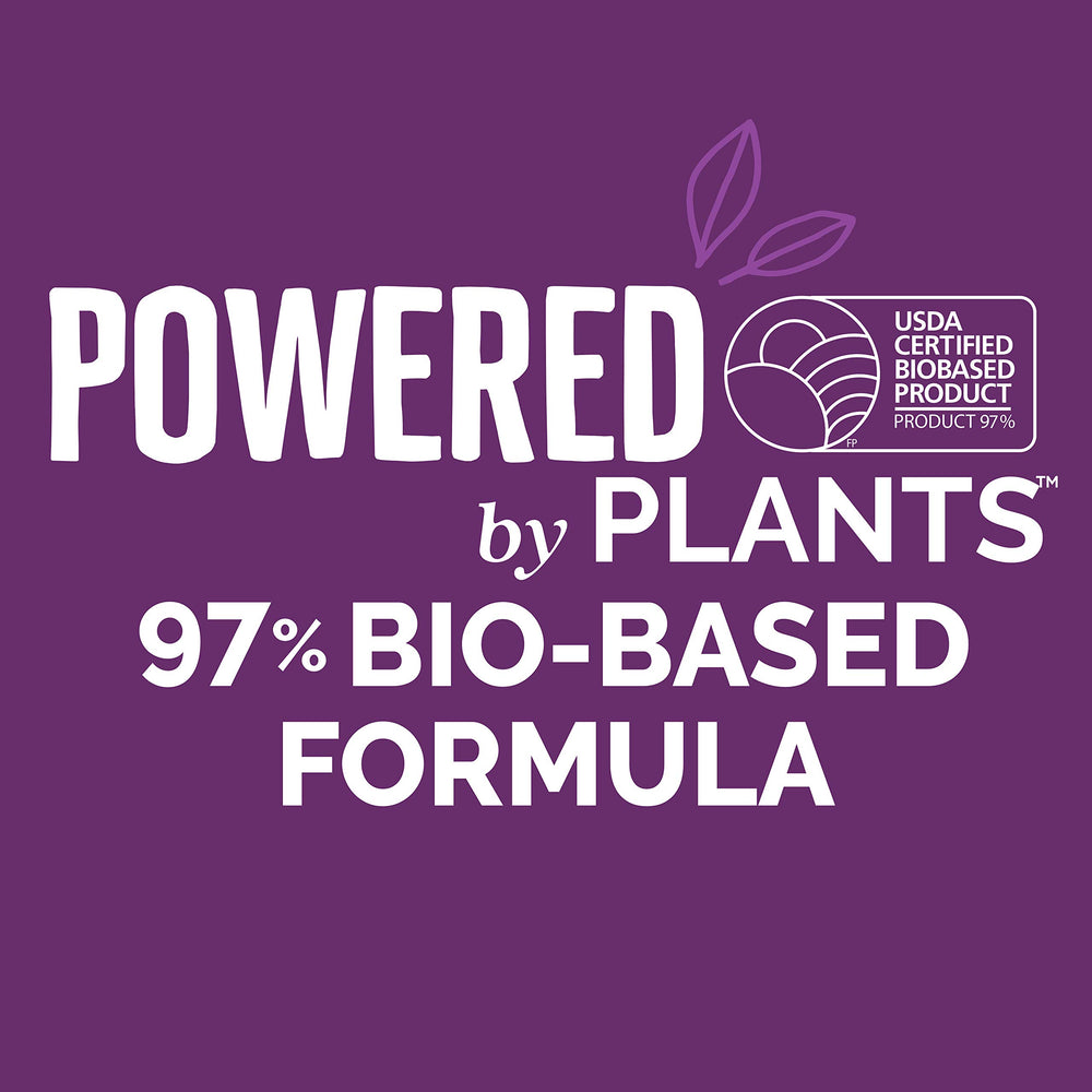 Closeup of label on Seventh Generation hand soap lavender-mint bottle showing ingredients