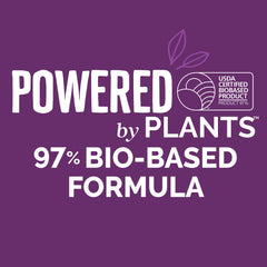 Closeup of label on Seventh Generation hand soap lavender-mint bottle showing ingredients