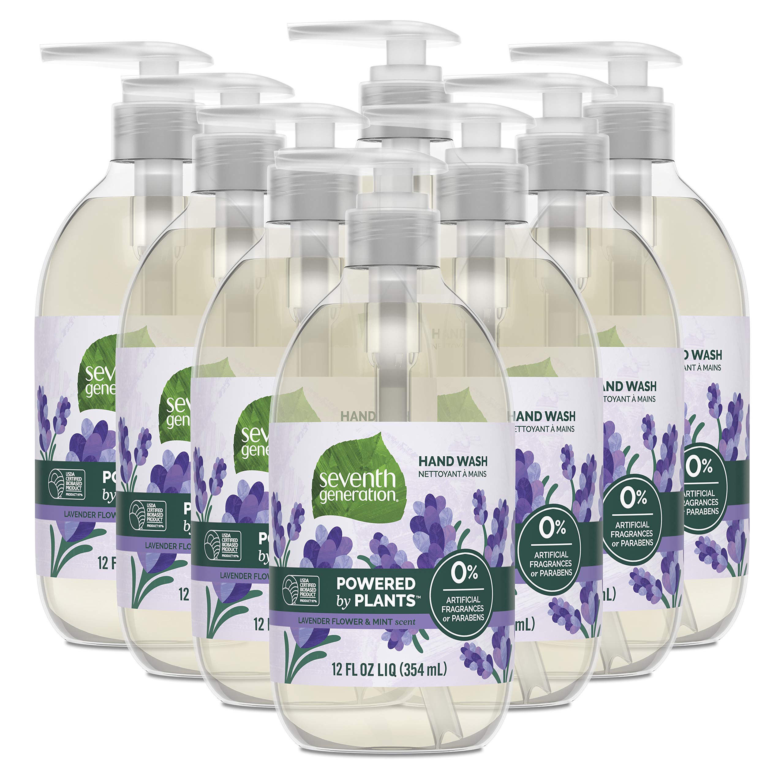 Seventh Generation Lavender Flower & Mint hand soap bottle shows gentle, plant-based cleansing for daily use