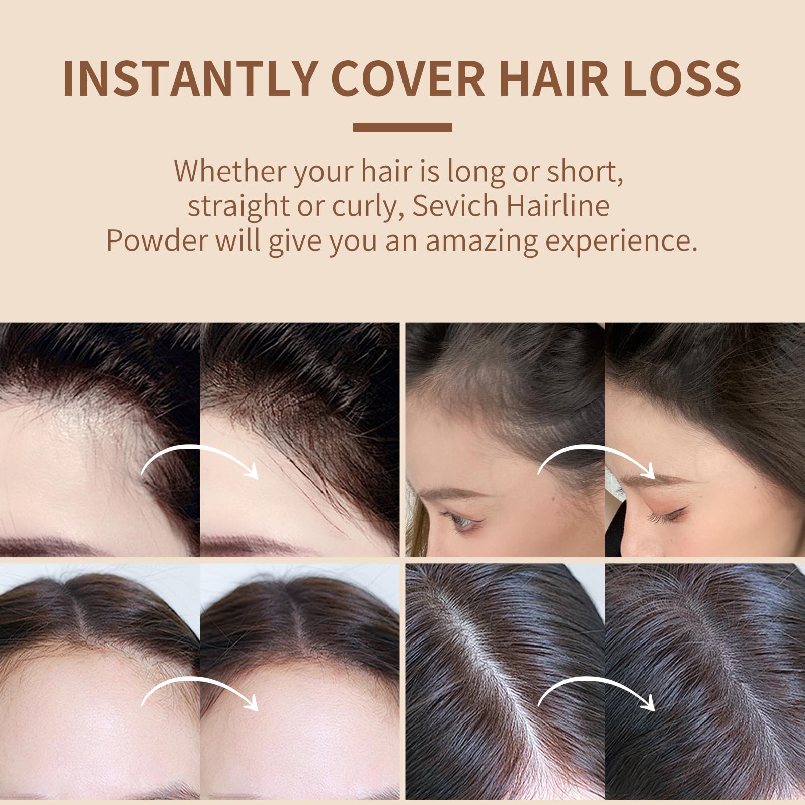 SEVICH Hairline Shadow Powder grey roots coverage blends naturally with hair.