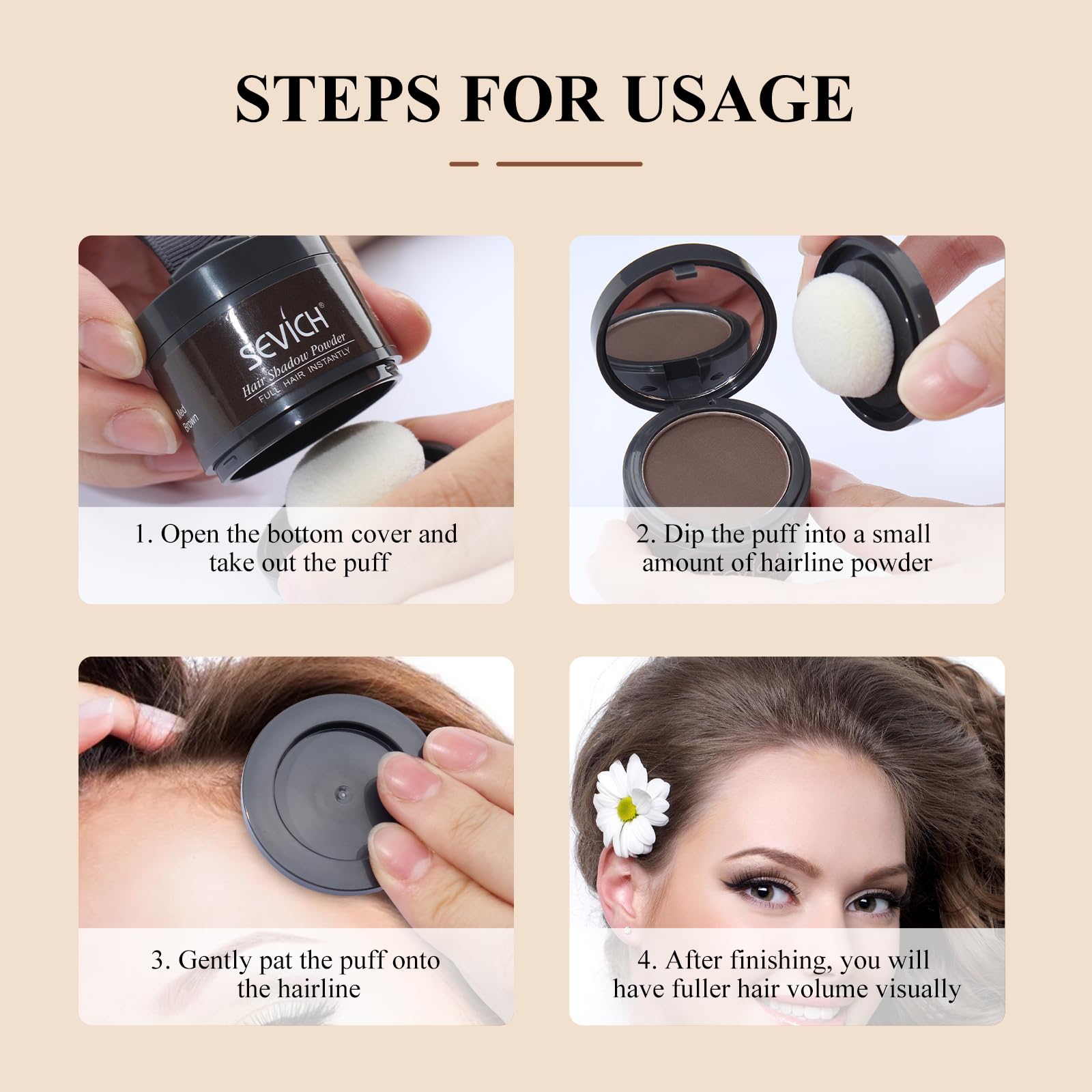 SEVICH Instantly Hairline Shadow brown color range provides a natural root match