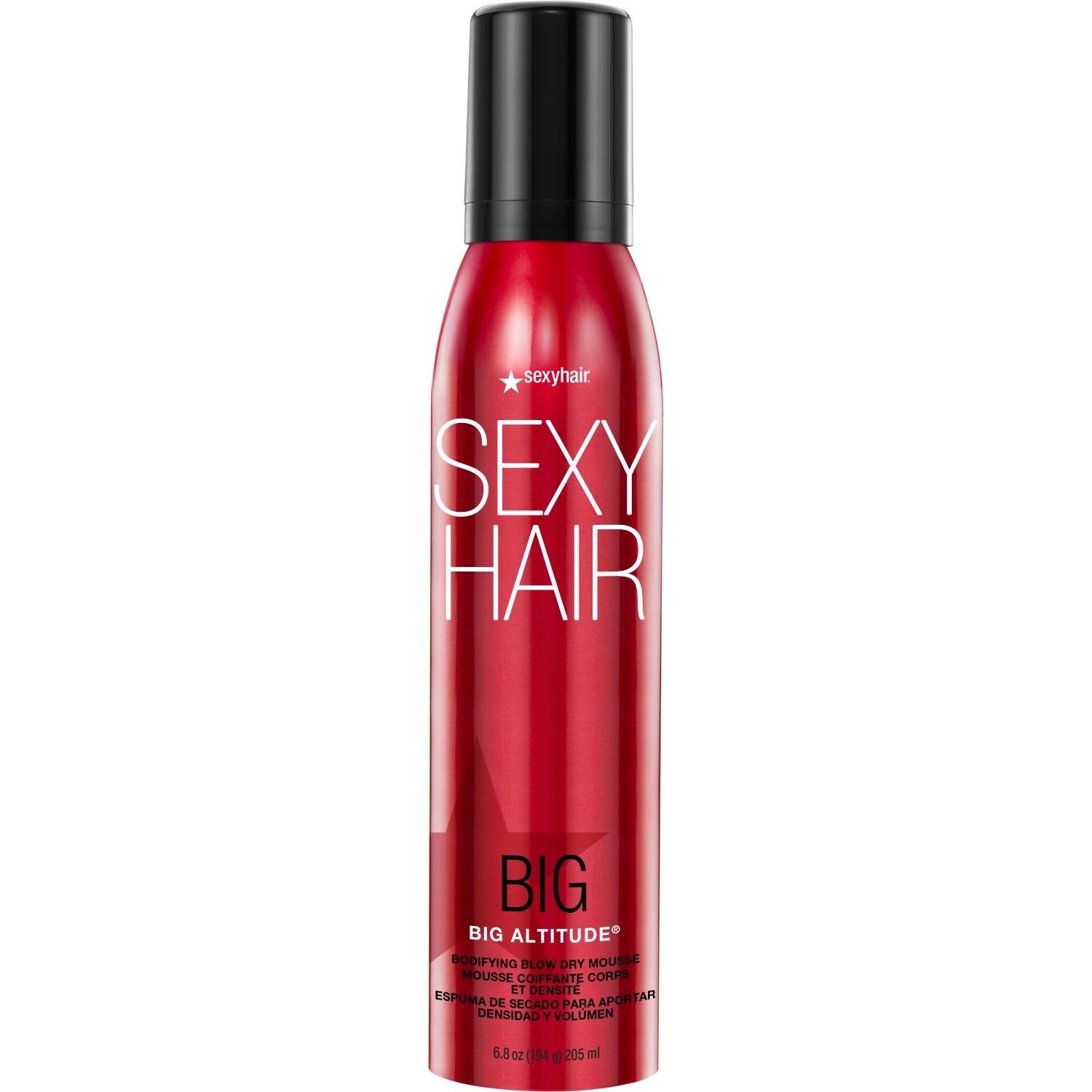 SexyHair Big Altitude Bodifying Blow Dry Mousse bottle angled for root lift and volume