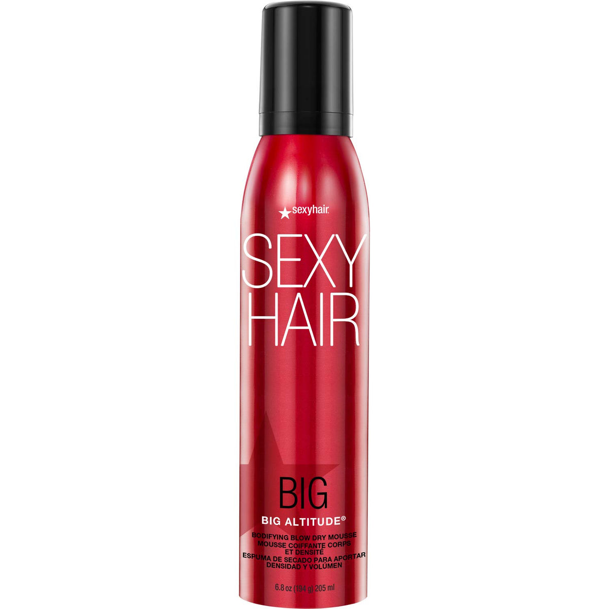 SexyHair Big Altitude Bodifying Blow Dry Mousse bottle angled for root lift and volume
