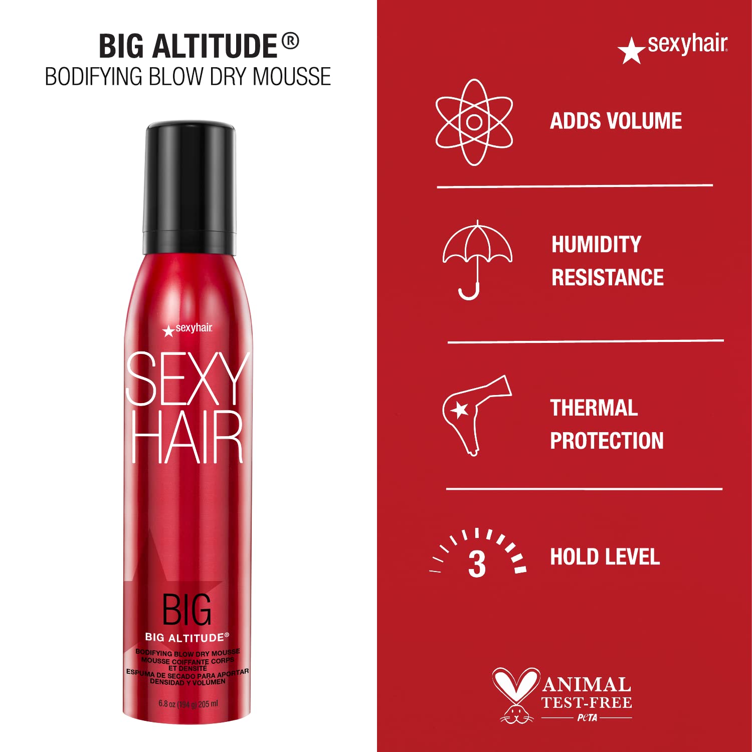Model demonstrates voluminous roots with satin shine using Big Altitude mousse