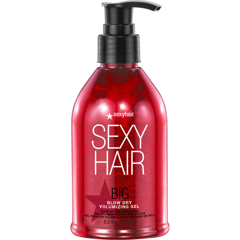 SexyHair Big Blow Dry Gel envase visible, aumenta volumen y cuerpo del cabello.