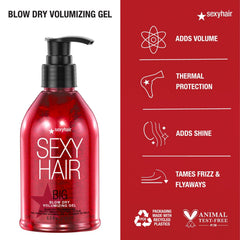 Volumen intenso en peinado gracias a SexyHair Big Blow Dry Gel.