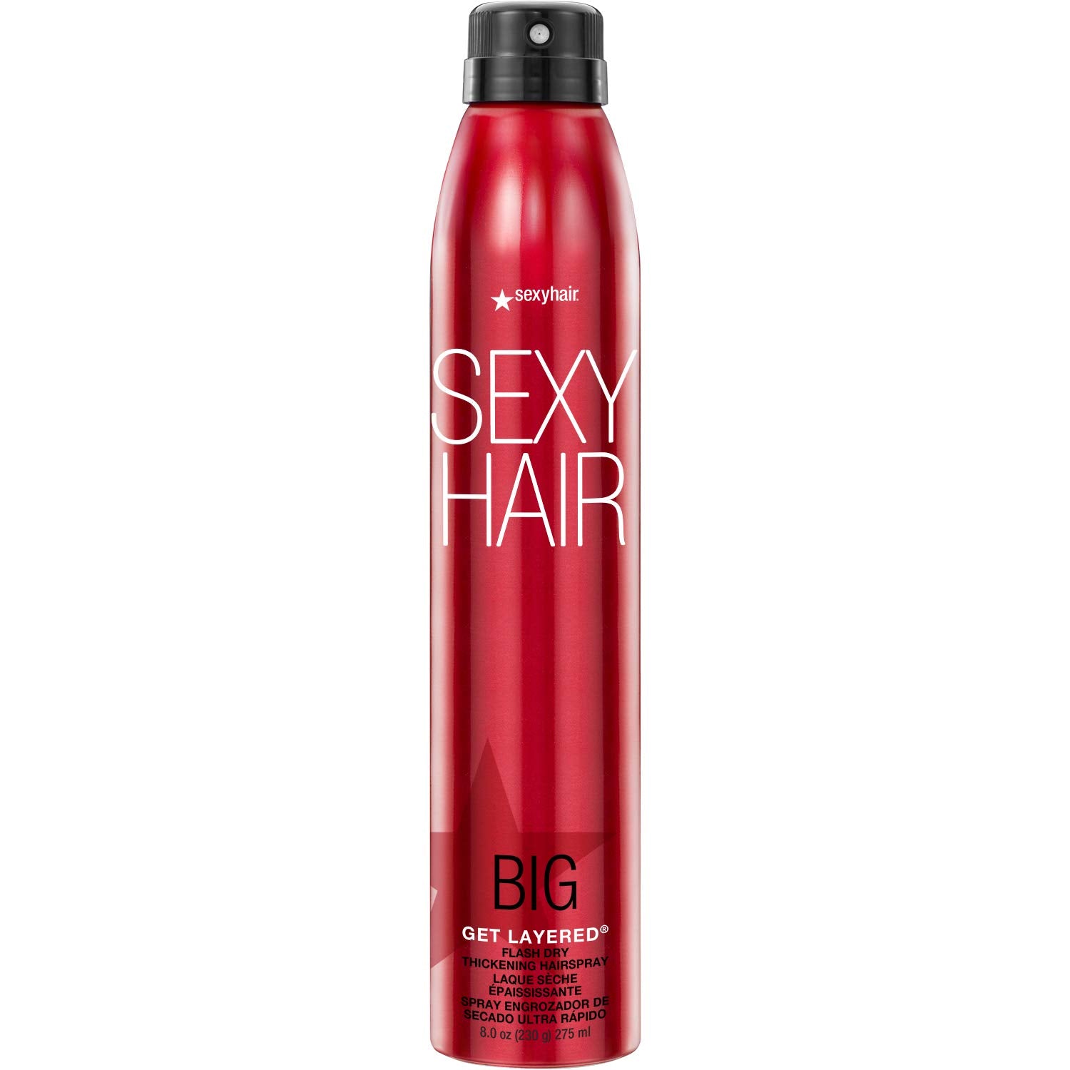 SexyHair Big Get Layered: laca en botella para volumen inmediato y fijación ligera.