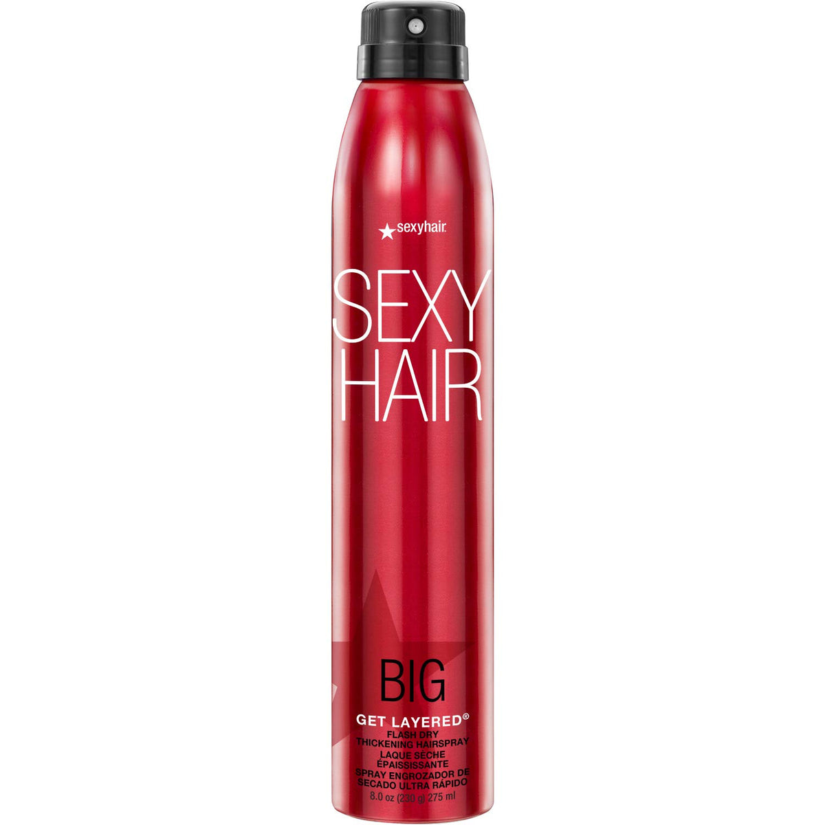 SexyHair Big Get Layered: laca en botella para volumen inmediato y fijación ligera.