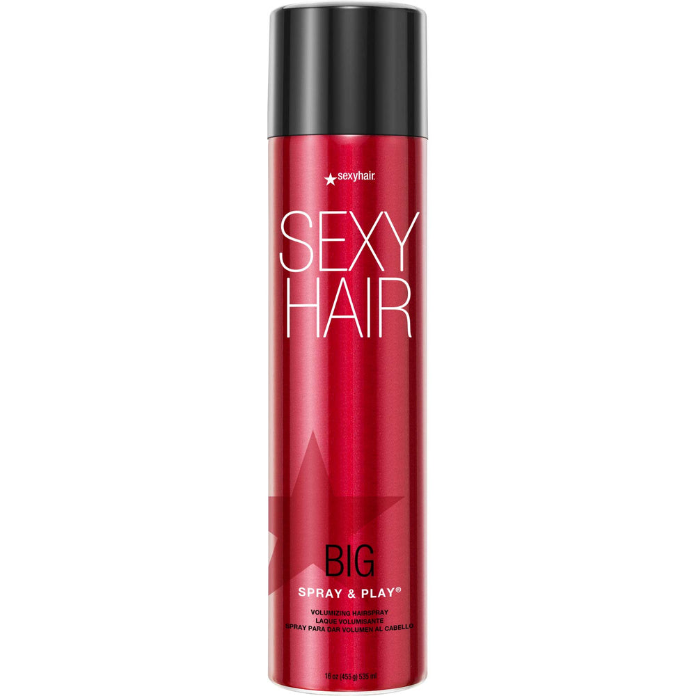 SexyHair Big Spray & Play bottle-front highlighting shine and versatile hold