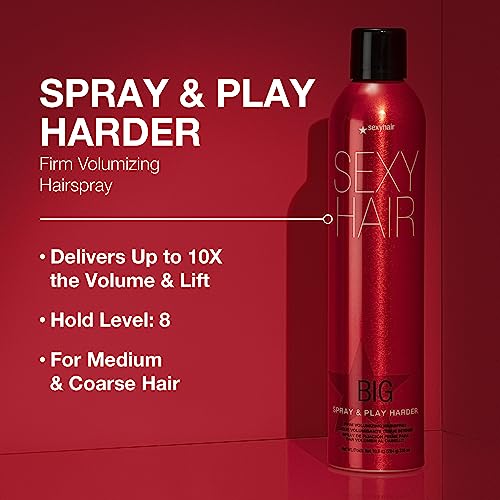 SexyHair Big Spray y Play primer plano de aplicación para volumen y control