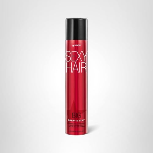 SexyHair spray can angled to reveal ergonomic design for comfortable use.