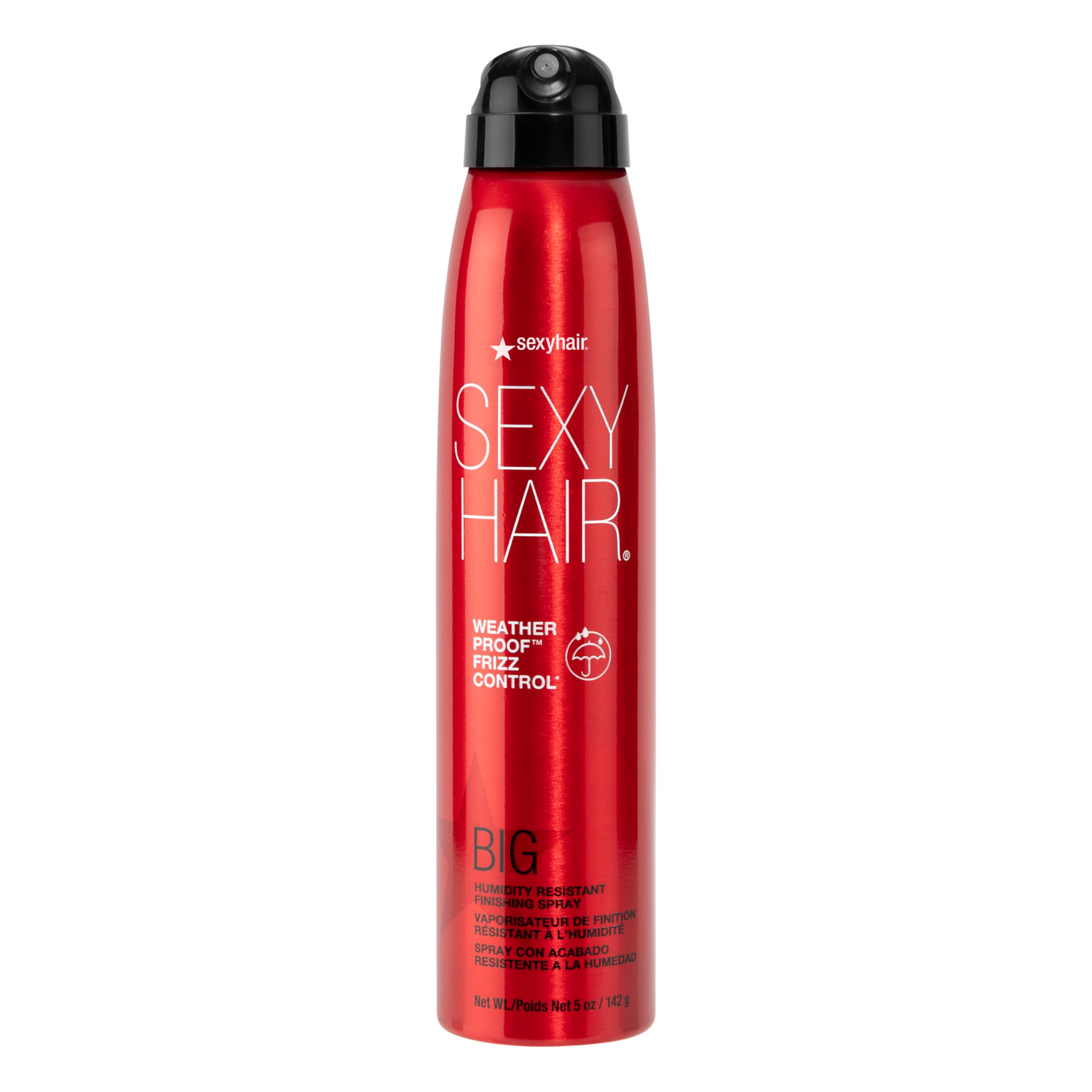 SexyHair Big Weather Proof Frizz Control Spray, presentación elegante para retoques diarios y humedad