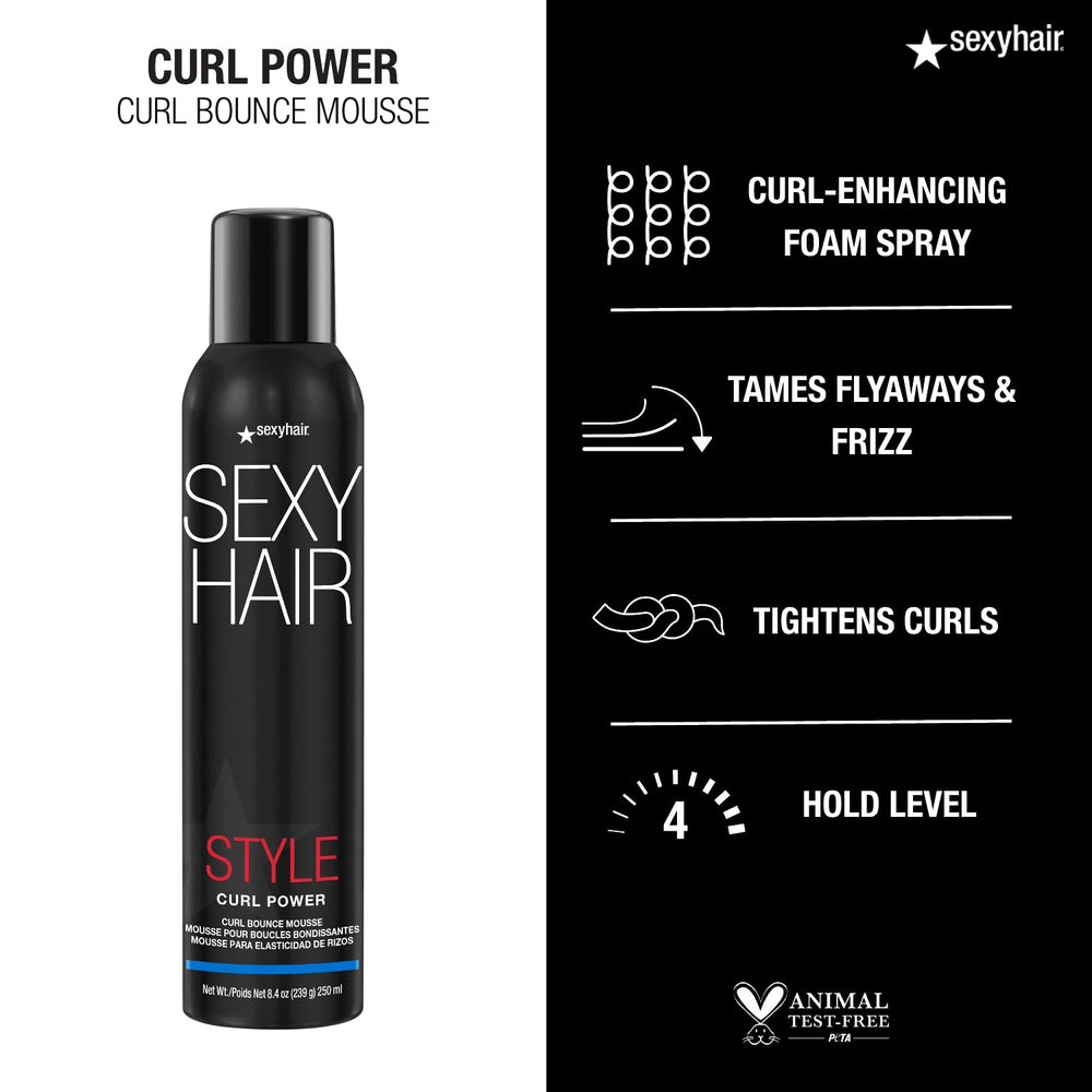SexyHair Curl Power Mousse: fórmula con algas y cacay para rizos saludables.