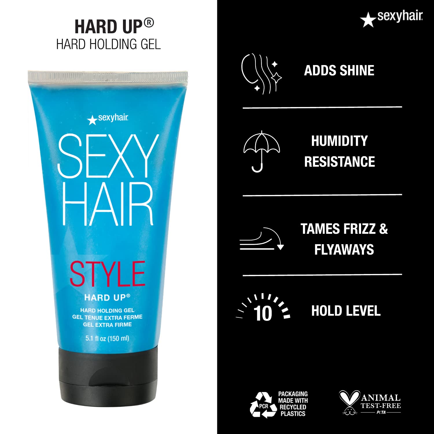 SexyHair Hard Up Gel acabado brillante para un look pulido.