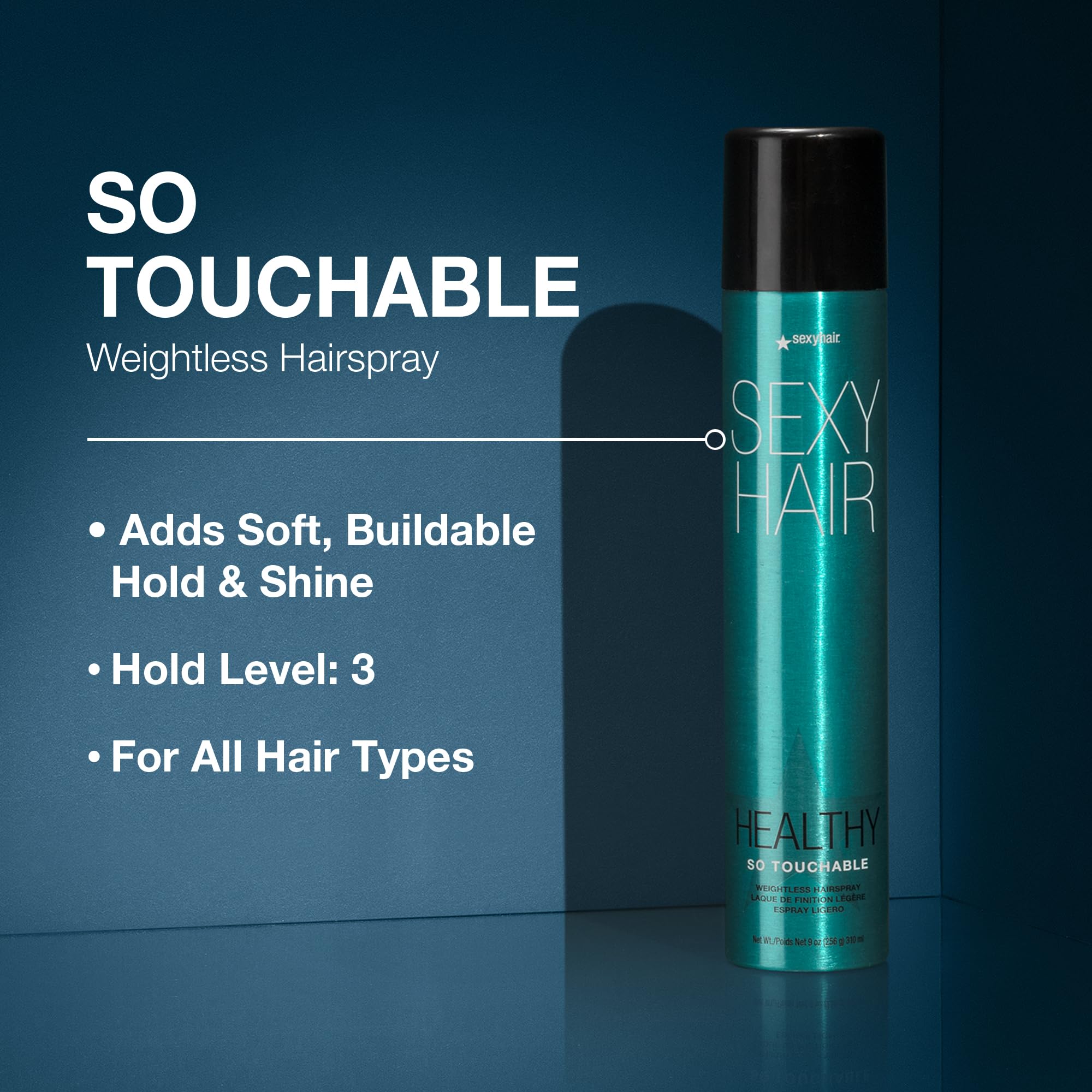 SexyHair Healthy So Touchable Hairspray – hidratación suave para cabello flexible.