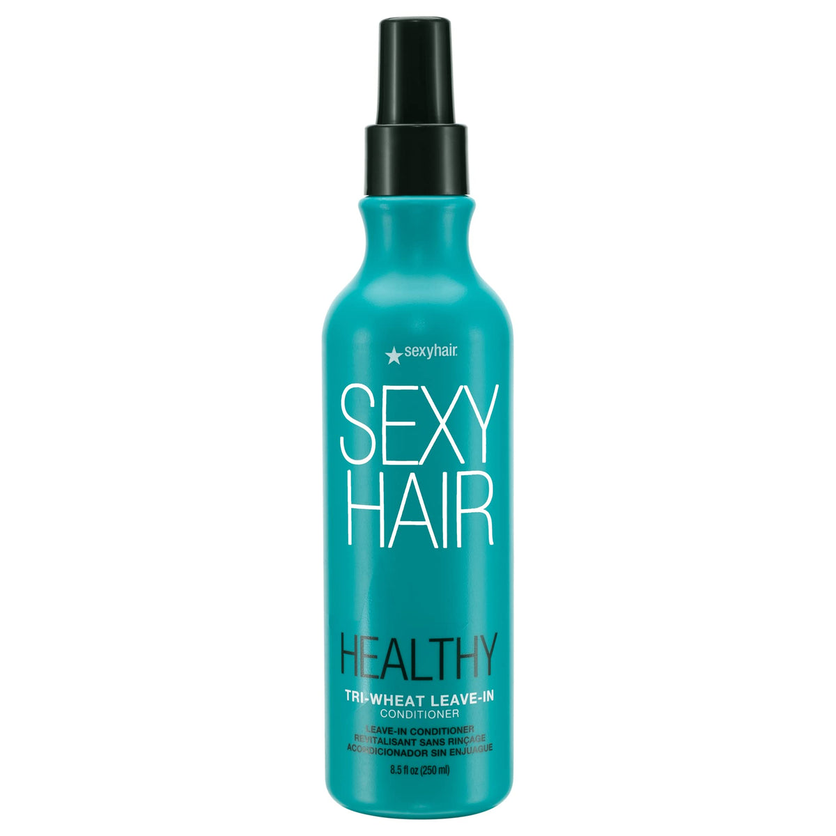 SexyHair Healthy Tri-Wheat Leave-In Bottle shows detangling ease and moisture for smooth hair.