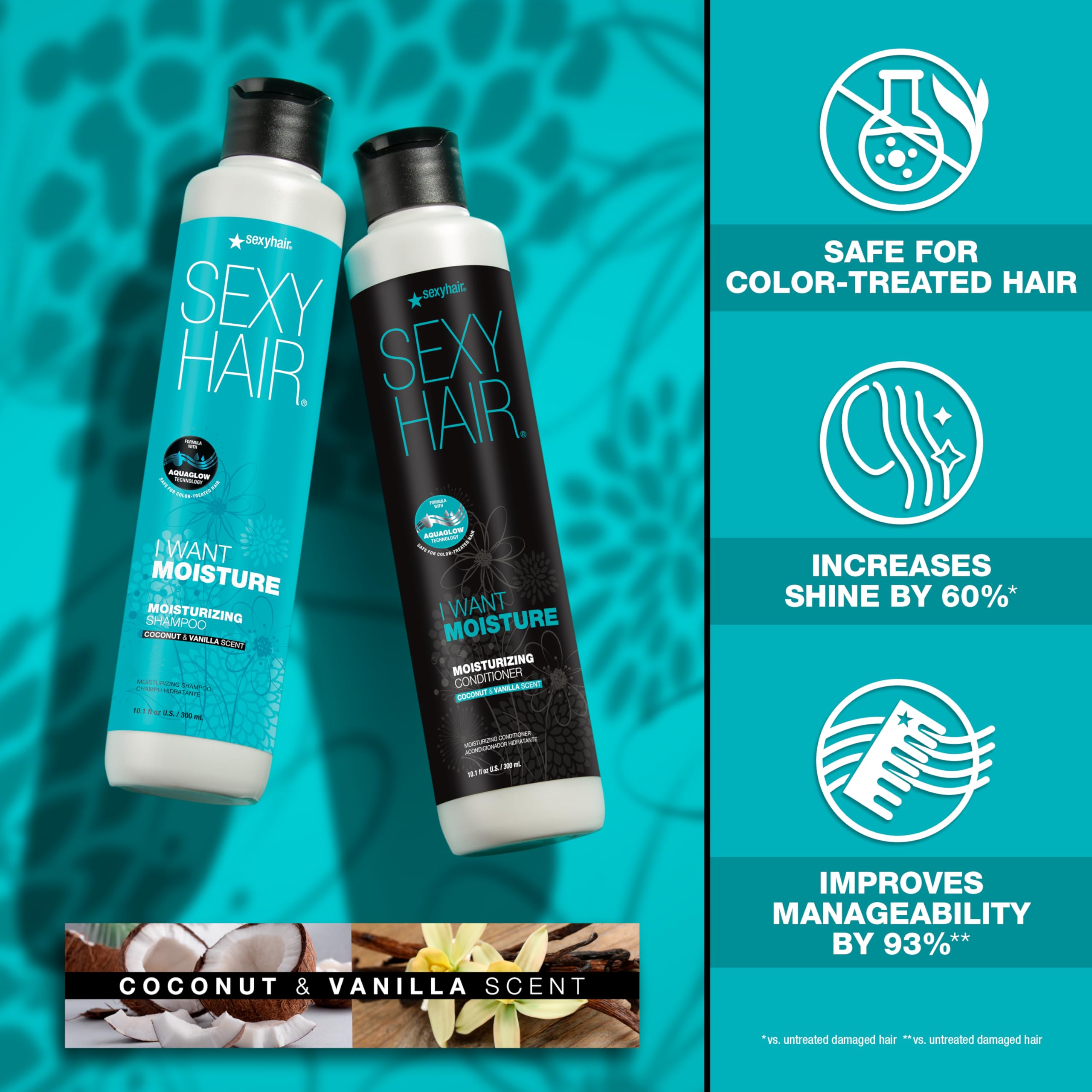 SexyHair champú control del frizz, cabello suave y manejable.
