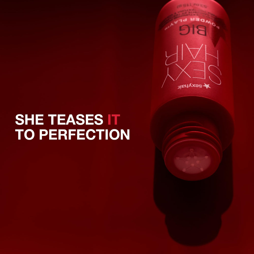 SexyHair Powder Play colorless formula on hair for a natural finish