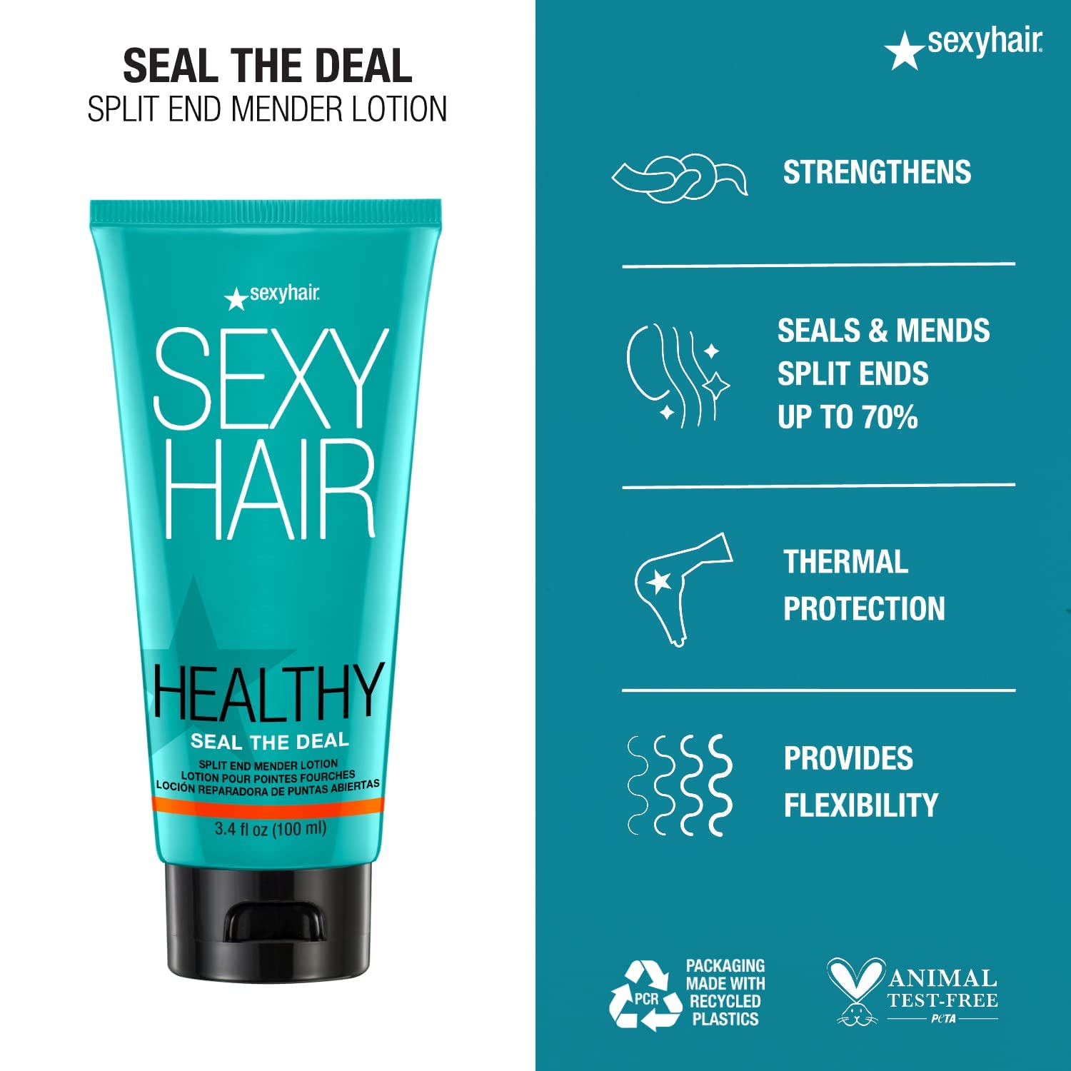 Textura suave de la loción SexyHair Seal the Deal en el cabello