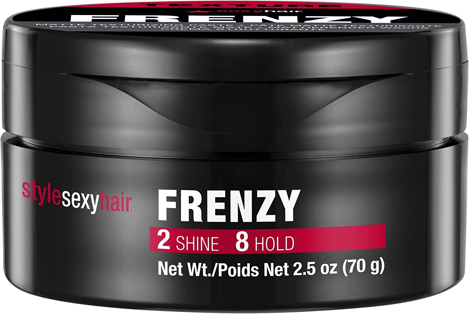 SexyHair Style Frenzy matte paste jar front view for bulk and texture