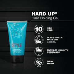 SexyHair Style Hard Up clear-drying gel dries invisibly for a clean finish.