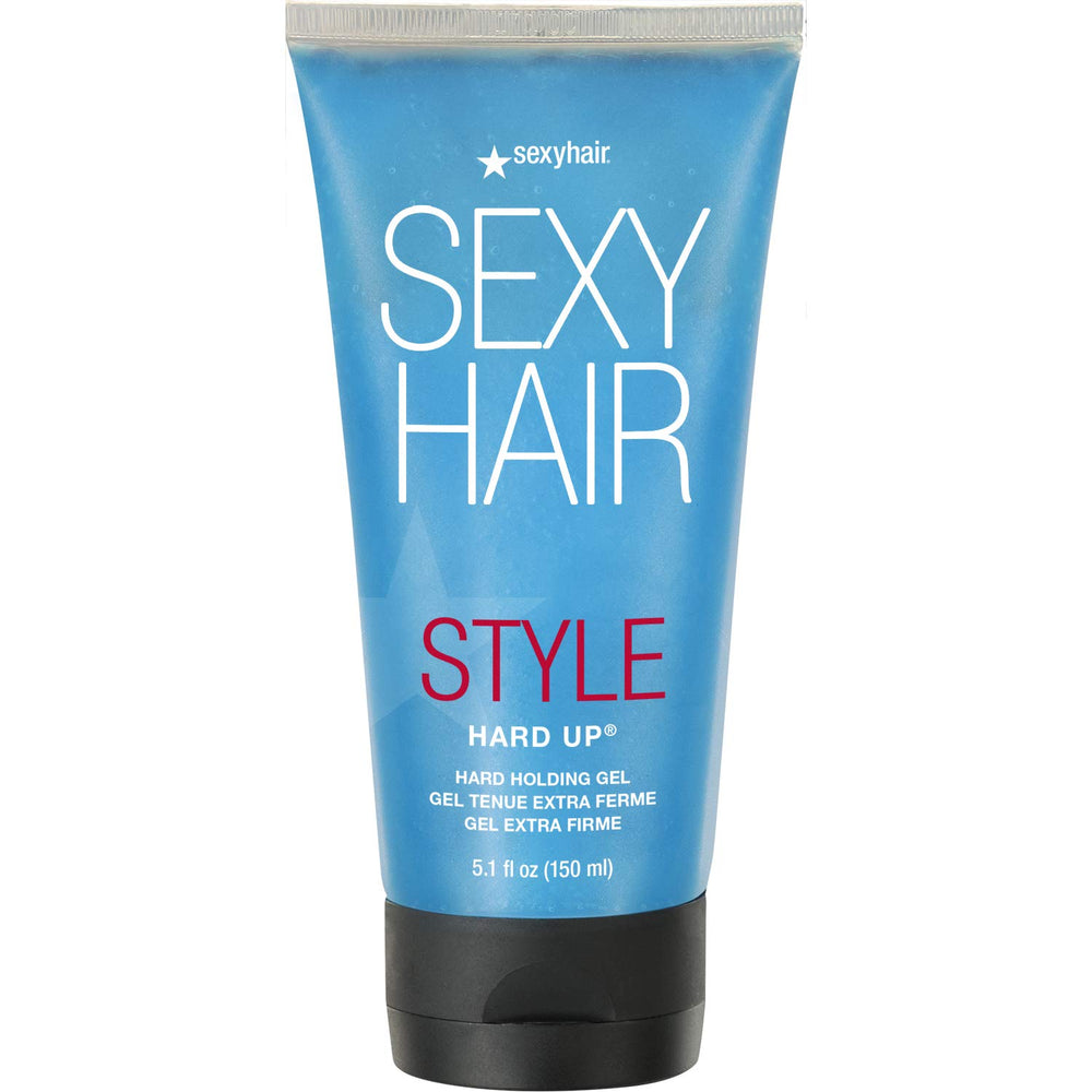 SexyHair Style Hard Up gel bottle pour showing strong, long-lasting hold.