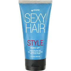 SexyHair Style Hard Up gel bottle pour showing strong, long-lasting hold.