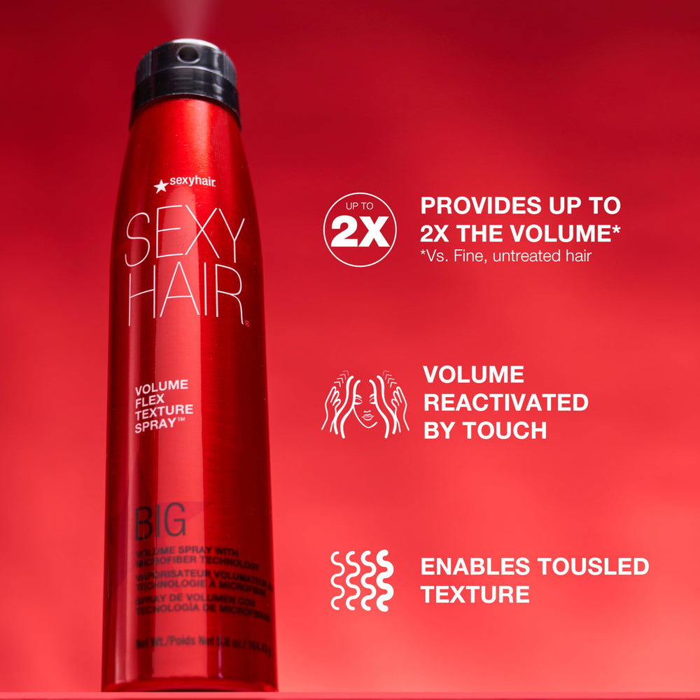 SexyHair, textura desordenada que resalta volumen flexible para un peinado natural.