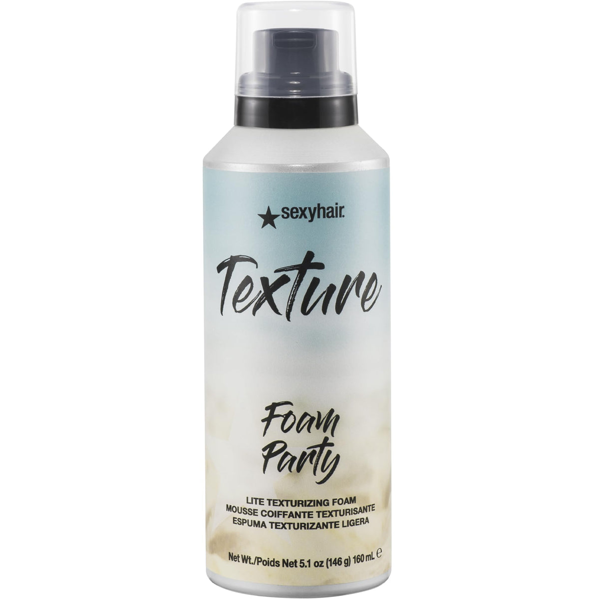 SexyHair Texture Foam Party Lite en frasco de 150 ml para textura ligera en el cabello.