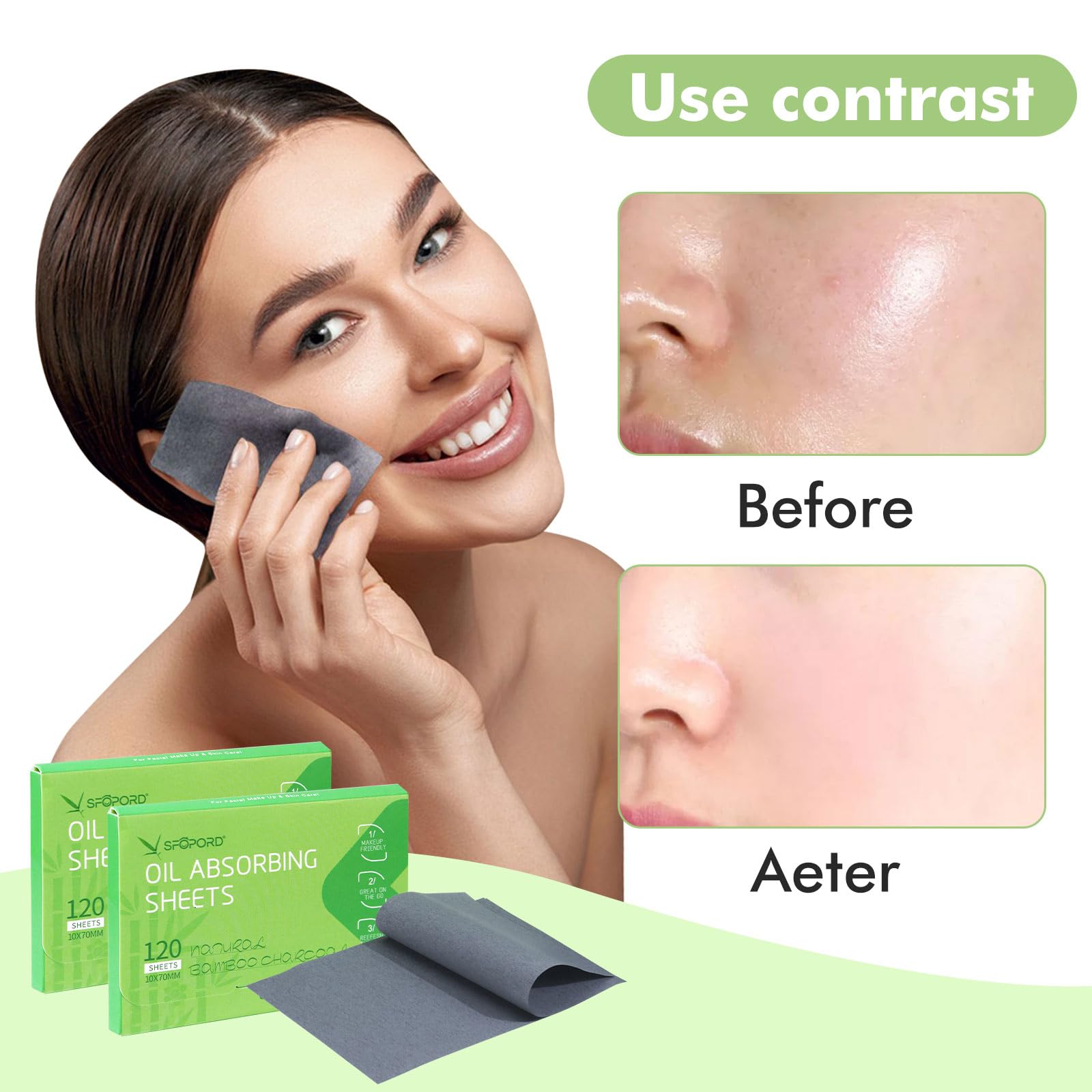 SFOPORD oil blotting sheet – single-sheet dispenser reduces waste while blotting.