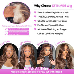 SFTNMEH virgin Brazilian human hair offers soft feel and easy styling versatility