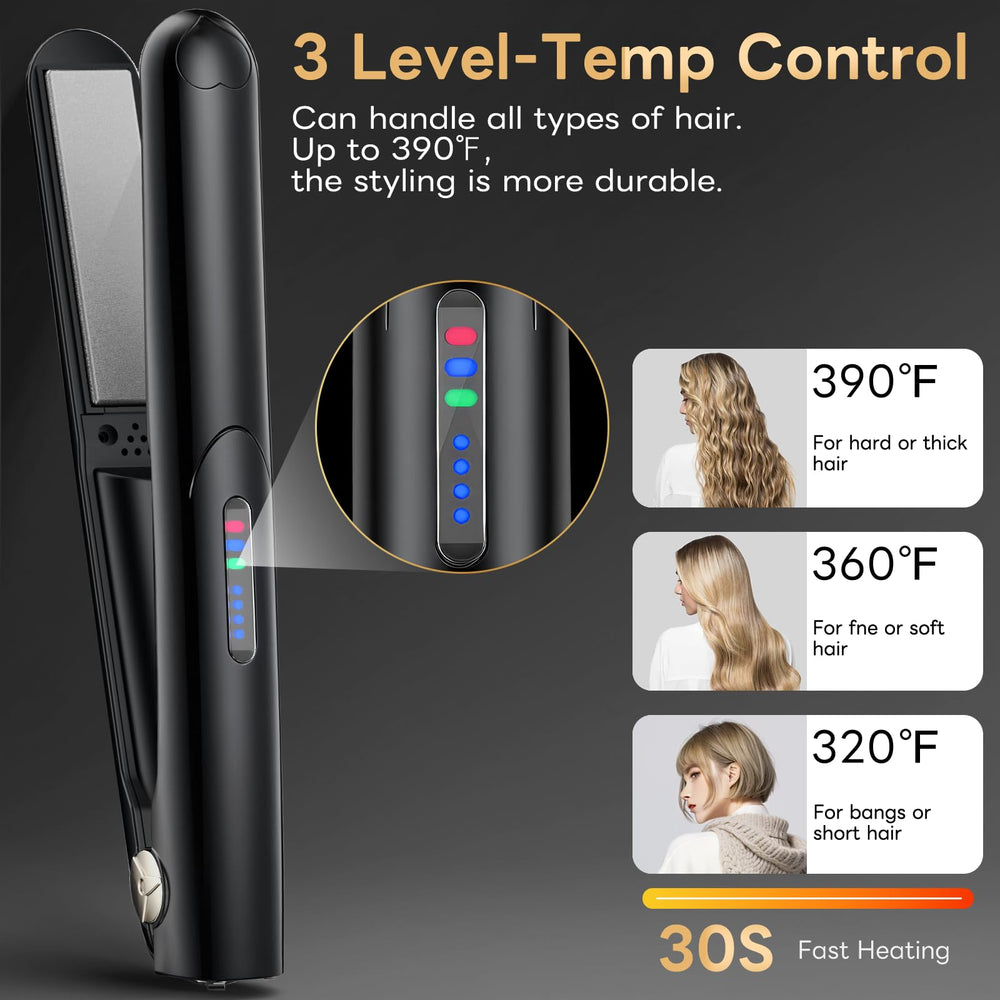 Sglyq 2-in-1 cordless straightener-curler with ceramic plates for versatile styling.