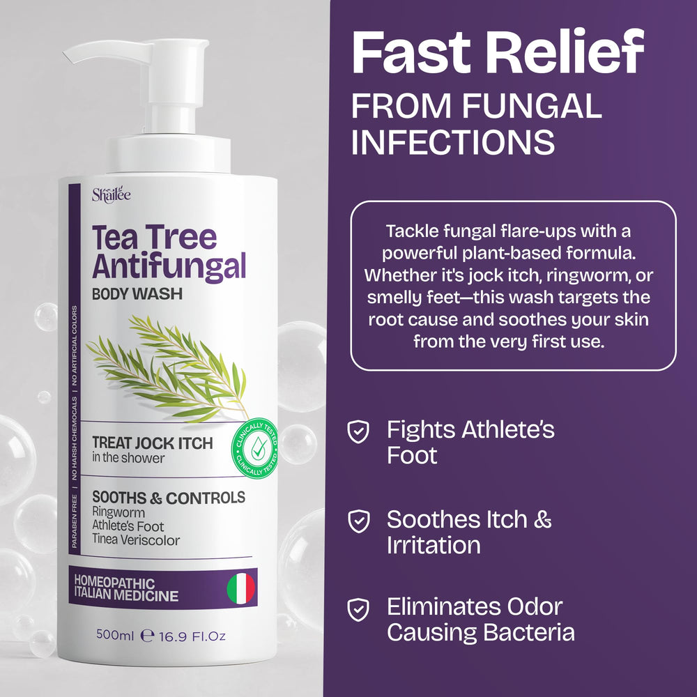 Shailee Tea Tree Body Wash mint cooling scent provides a refreshing shower experience.