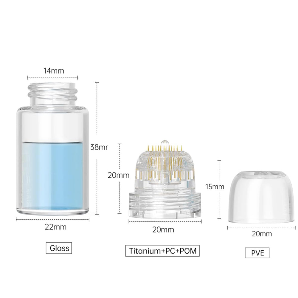 Shake Beauty Derma Stamp close-up shows 0.25mm titanium needles for gentle surface skincare.