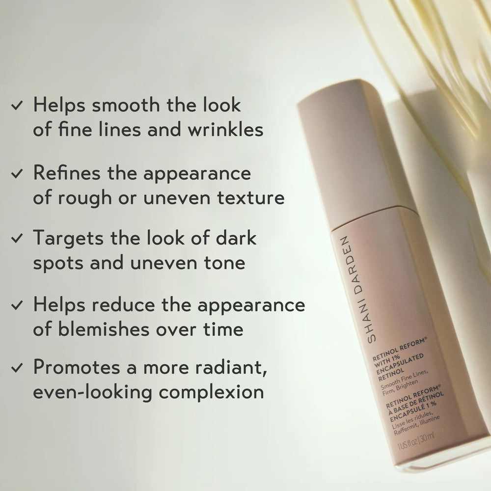 SHANI DARDEN Retinol Reform bottle pump close-up, convenient dosing for controlled application.