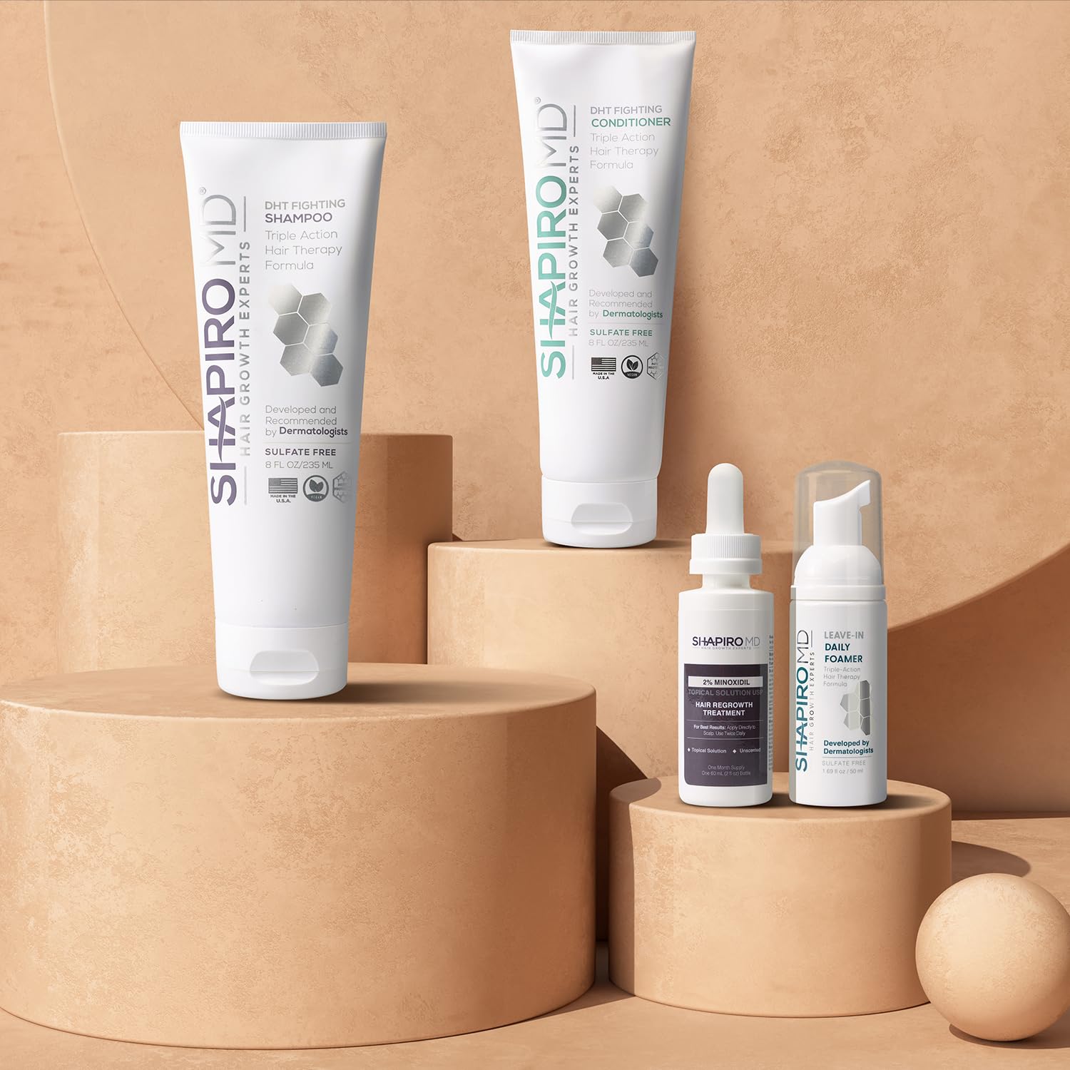 Shapiro MD Regrowth Kit Plus conditioner application yields silky hair.
