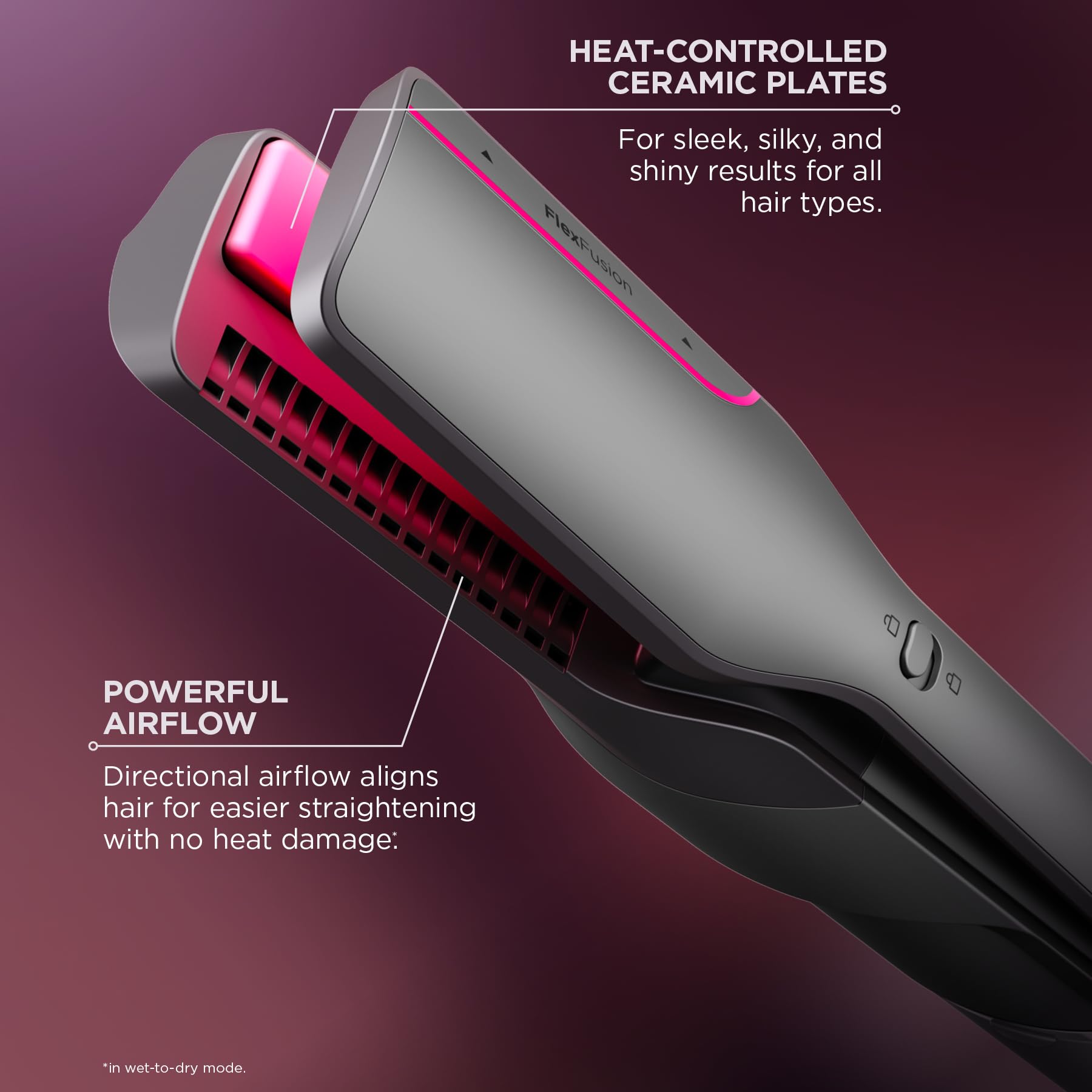 Shark FlexFusion hair brush bundle shown for volume and frizz reduction.