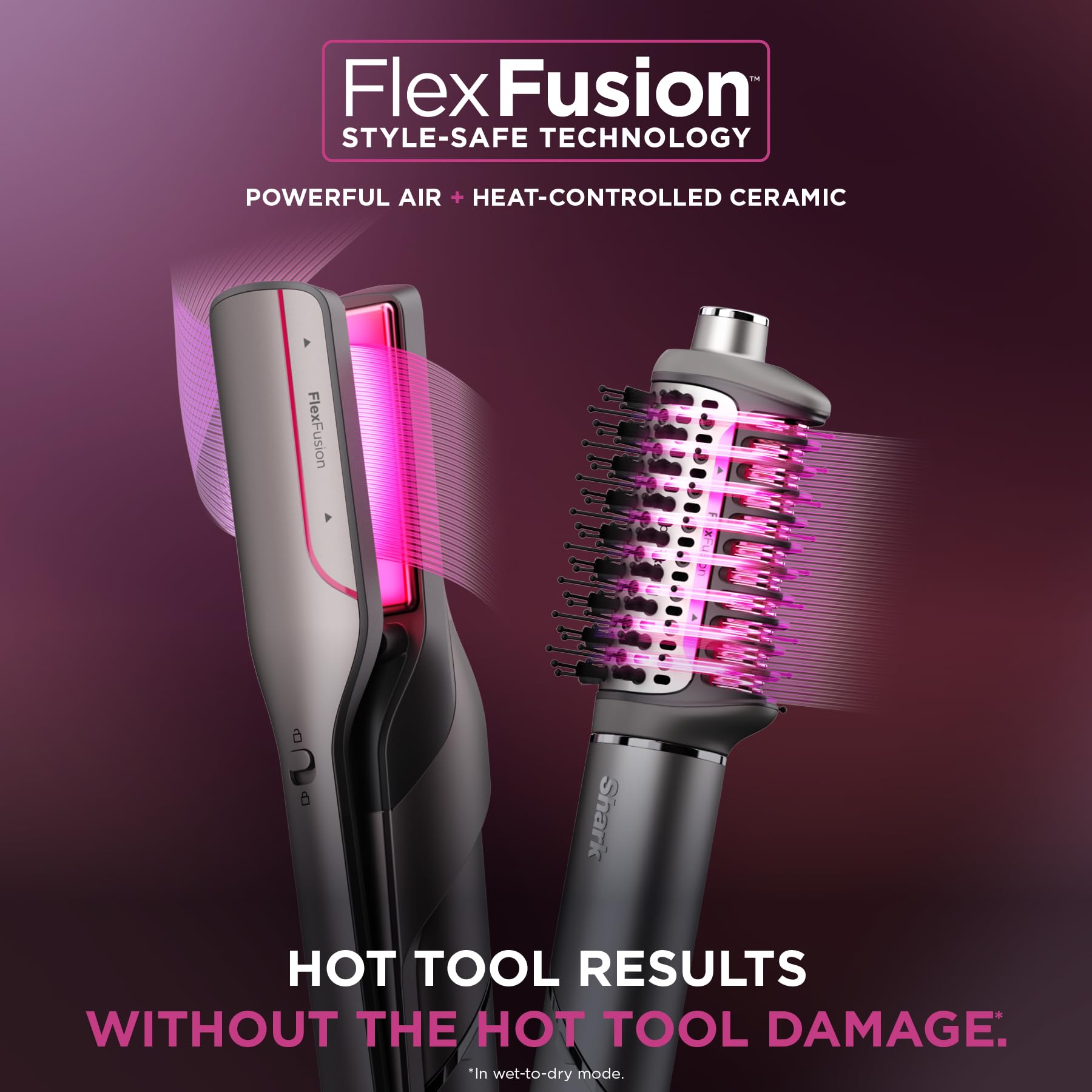 Shark FlexFusion rotatable nozzle for better angle control during drying.