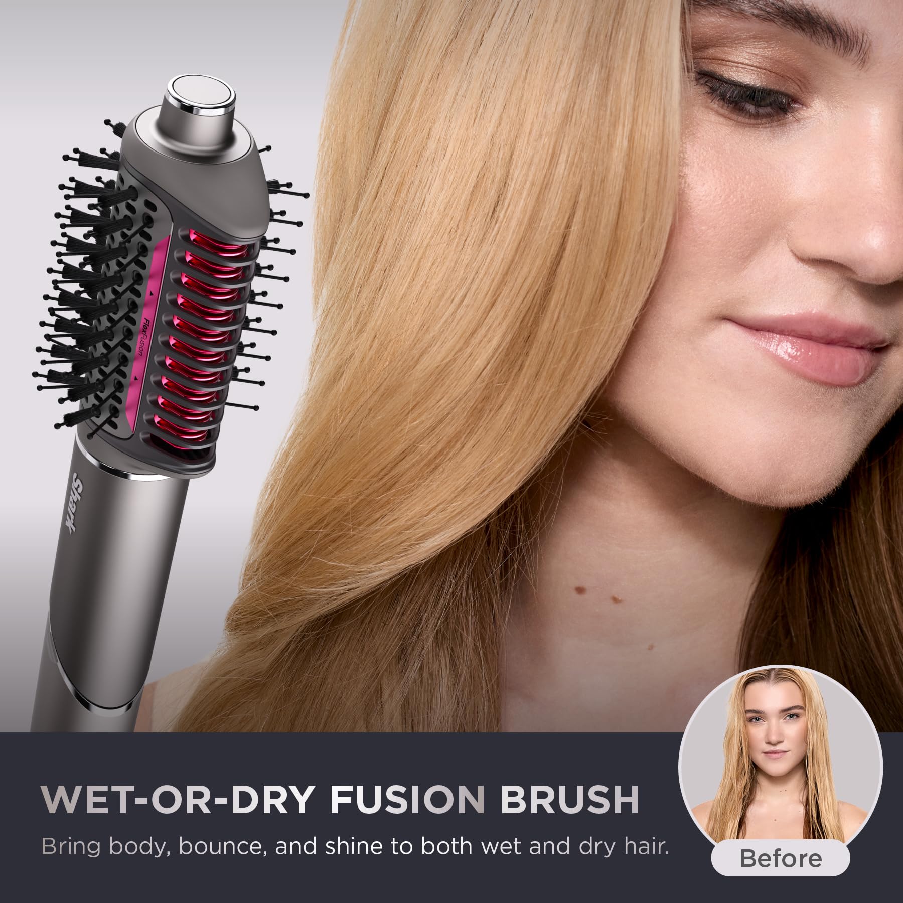 Shark FlexFusion scalp shield mode activated for protected, cooler styling sessions.