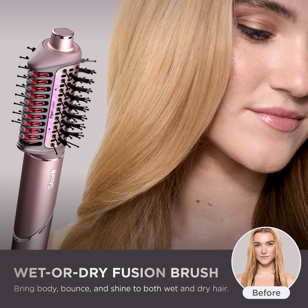 Shark FlexFusion wet/dry fusion design enables even results on damp or dry hair