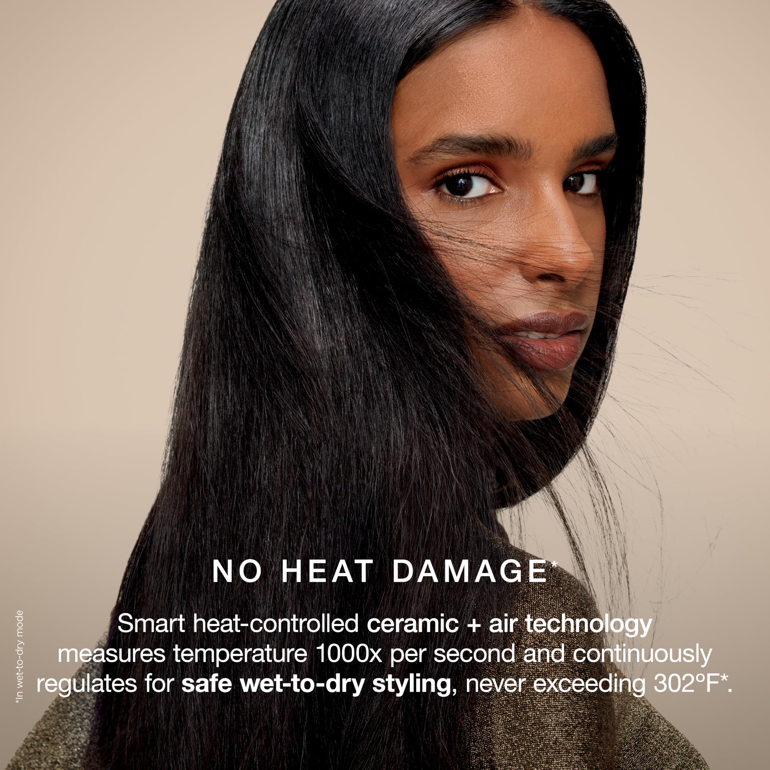 Shark Glossi’s high-speed airflow locks in shine and reduces frizz.