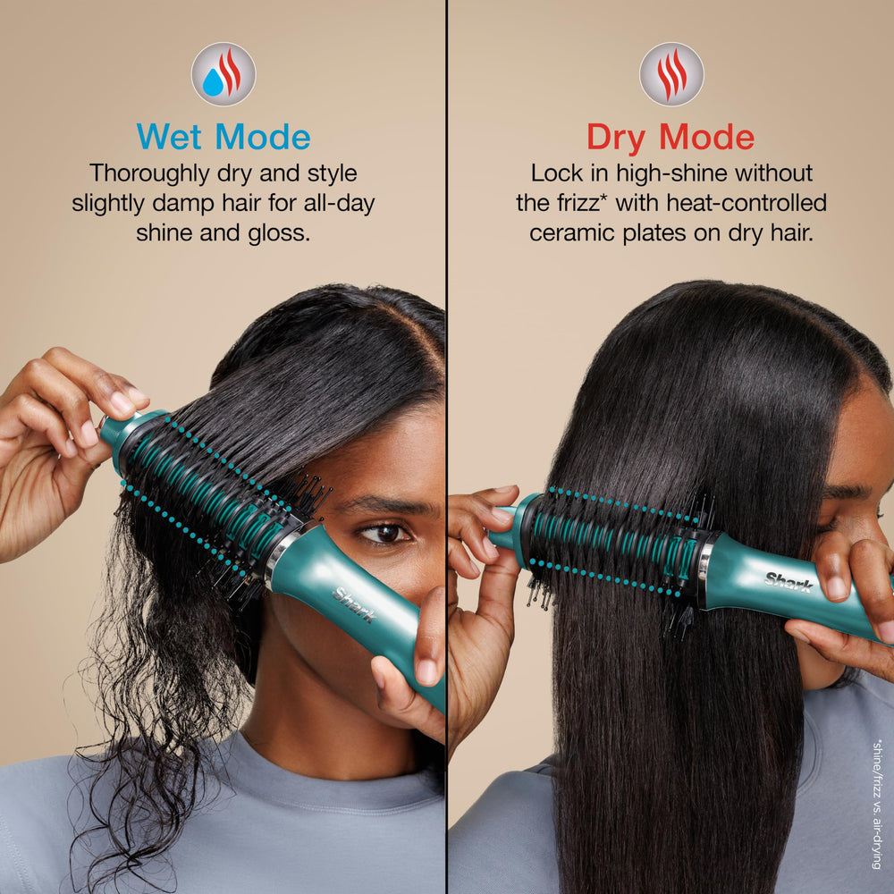 Shark Glossi teardrop brush tip helps root lift and reach