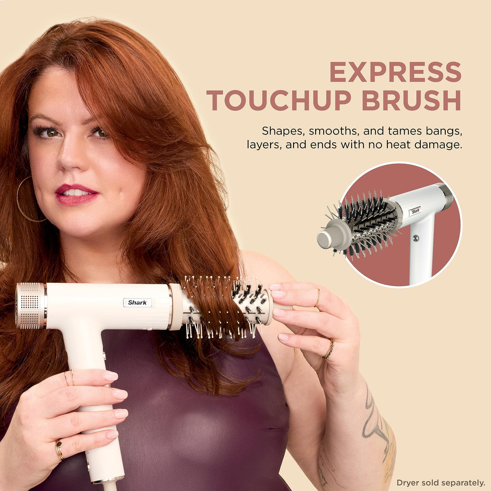 Shark SpeedStyle Express Touchup Brush ceramic-coated barrel delivers even heat and shine.