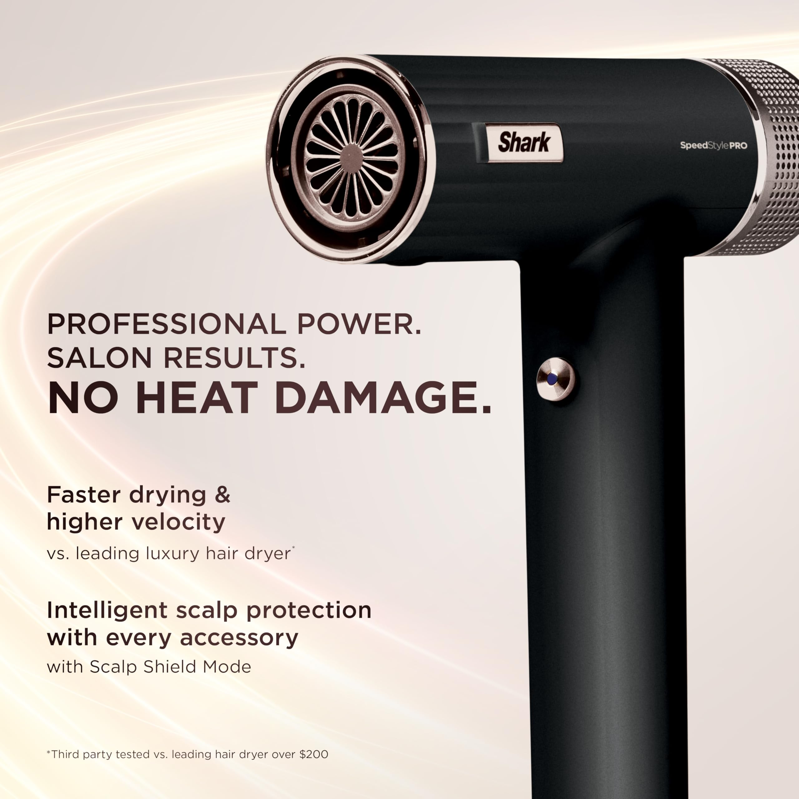 Shark SpeedStyle Pro side view highlighting ergonomic handle for comfort.