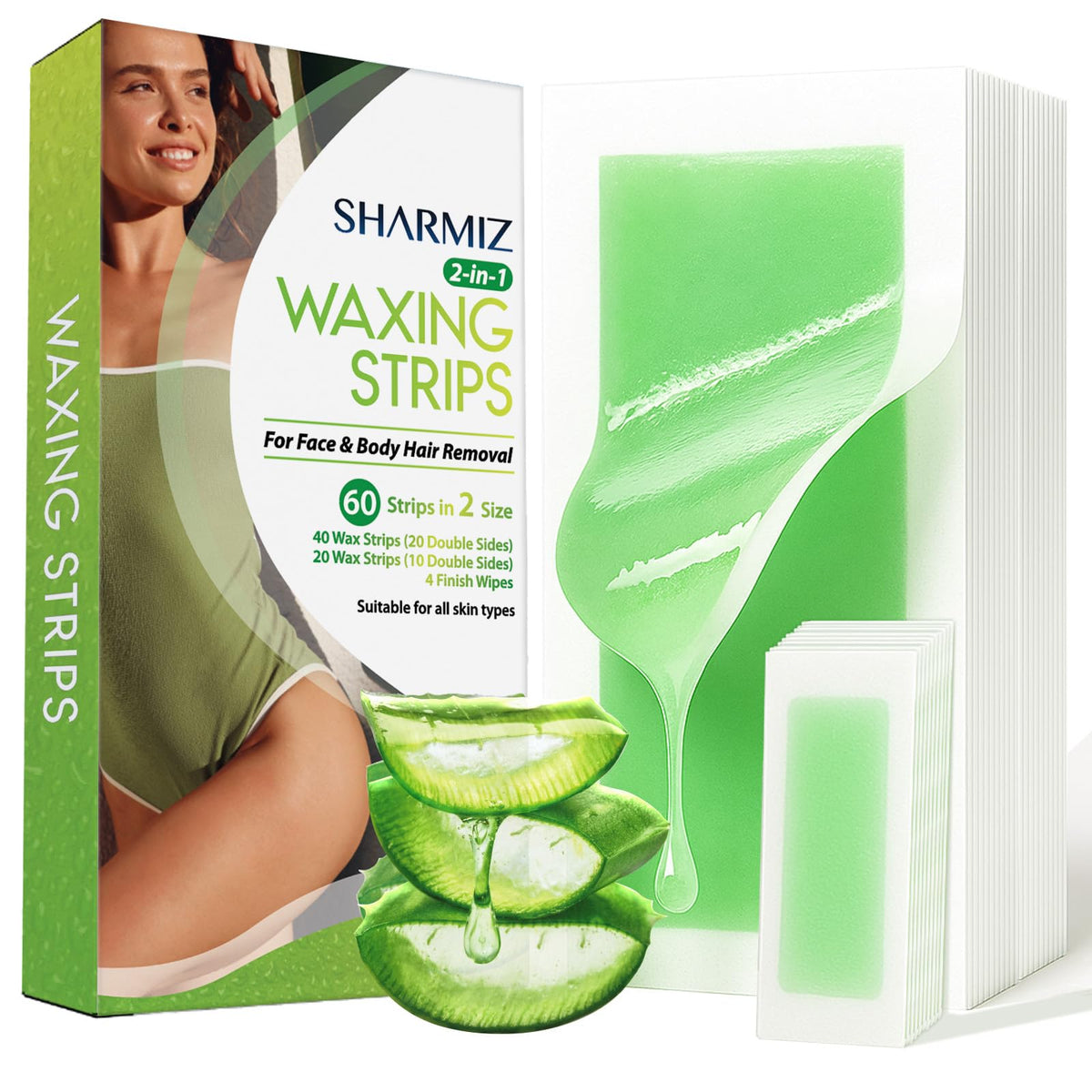 Sharmiz wax strips kit full body for smooth at-home results