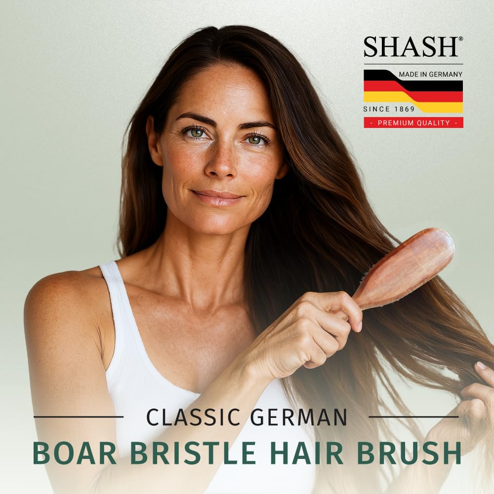 SHASH Classic First Cut boar bristle brush, cleaning shot, easy maintenance and longevity